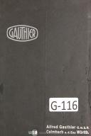 Gauthier-Gauthier W1 Abwalzraderfrasmaschine Gear Hobbing Operation Parts Manual-W1-02